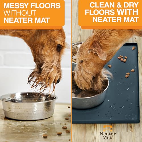 Neater Mat Pet Mats for Food and Water (16"L x 10"W / Slate Blue)