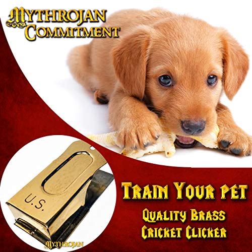 Pet Training Clicker Set Brass and Steel Puppy Dog Training Cricket Clicker U.S. Engraved WII Military Gear Metal Clicker (Clicker (5 pcs without Leather Cord))