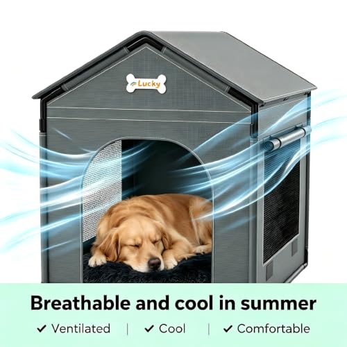 33.9" Dog House Indoor Outdoor Dog Kennel Tent Bed (Grey / X-L: 33.9"L x 26.8"W x 33.9"H)