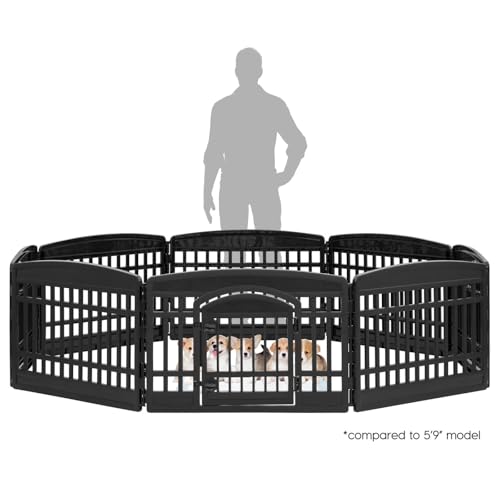 8 Panel Dog Playpen with Door (8 Panel - 24" H / Black)