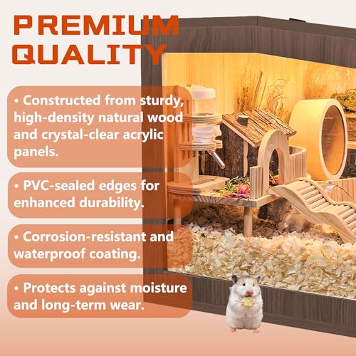 Hamster Cage with Chewproof Wood Top (Walnut / 39.0"L x 18.0"W x 18.0"H)