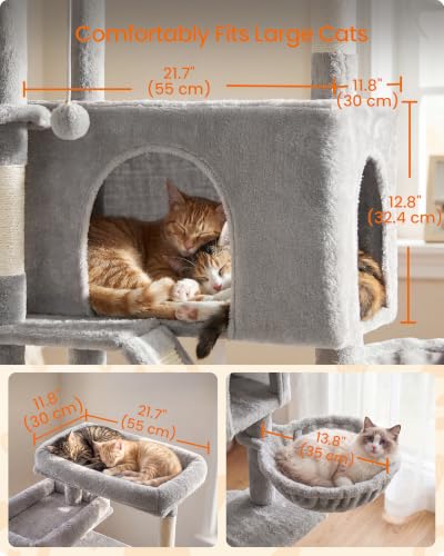 Large Cat Tree (Dove Gray / 21.6"L x 17.7"W x 81.1"H)