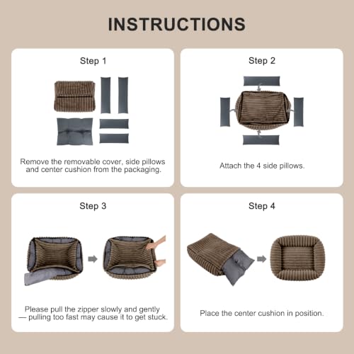 Medium Dog Beds for Medium Dogs Washable (Coffee / M Plus (30"x24"x8"))