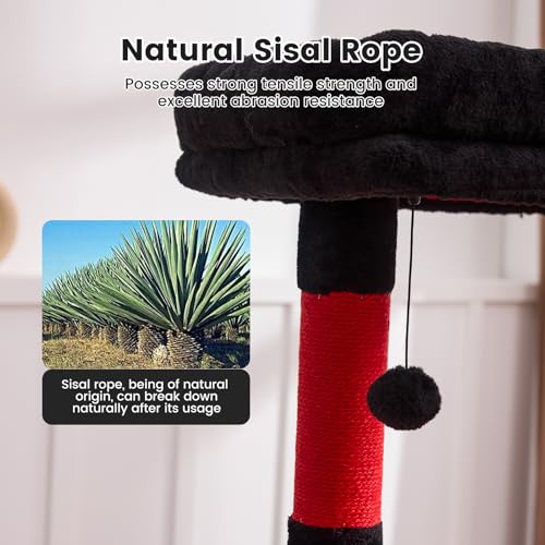 65in Large Cat Tree Heavy Duty Tower Condo & Sisal Posts for Cats (Red / 65 in)