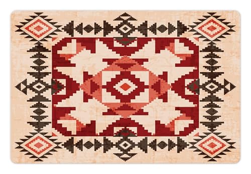 Tribal Pet Mat for Food and Water (Maroon)