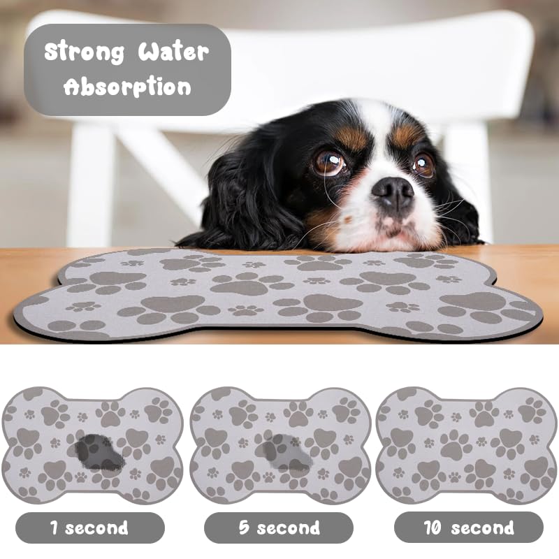Dog Food Mats for Floors Waterproof (Gray / 23.6"L x 15.7"W)