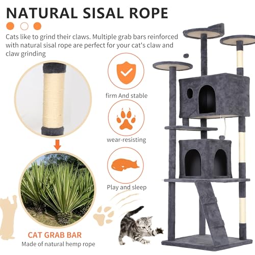 81" Cat Tree Tower (81in / Dark Gray)