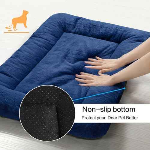 Dog Crate Pad Washable Dog Bed for Crate Medium Cozy Mat 30 (30.0"L x 19.0"W x 1.0"Th / Navy Blue)