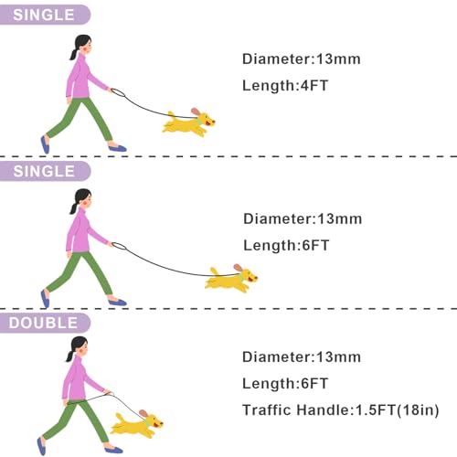 Rope Dog Leash (Purple / 6FT*0.51" Single Handle)