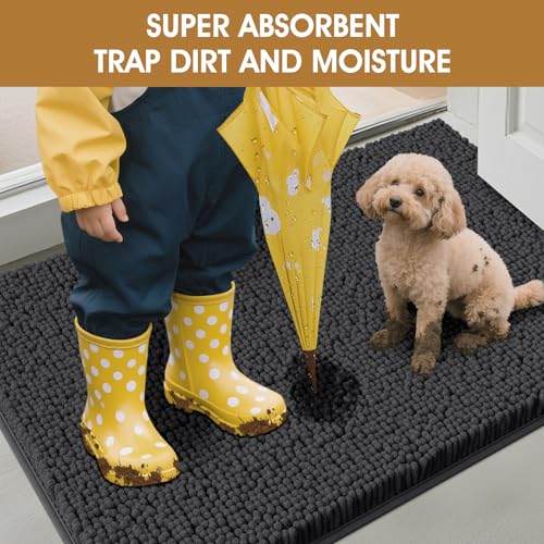 2 Pieces Set Muddy Door Mats for Dogs (Dark Grey / 36" x 24"(2 pieces))