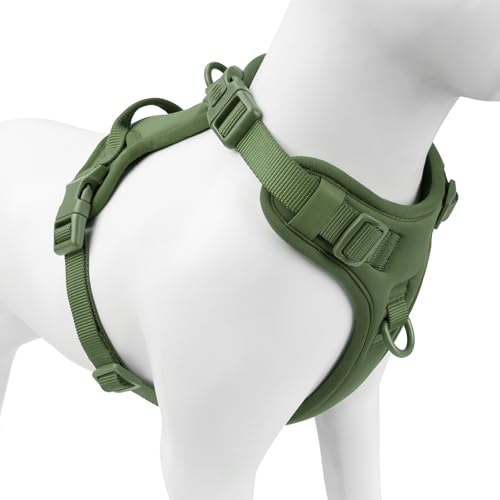 No Pull Dog Harness for Large Sized Dogs Puppy Vest No Choke (Misty Green / L(Neck:20.9-31.5", Chest:24.8-37.4"))