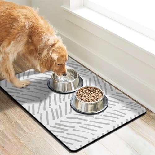 Dog Food Mats for Floors Absorbent (XL(24"×32") / 02-White)
