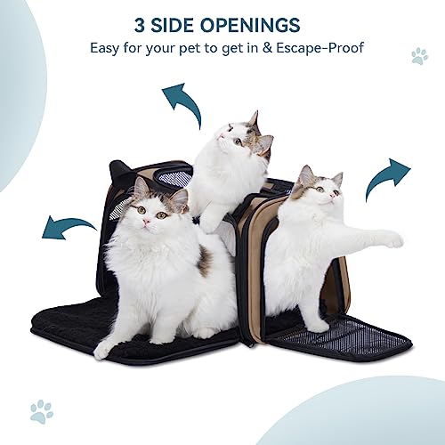 Pet Carrier for Cat (17.0"L x 10.3"W x 10.3"H / Khaki)