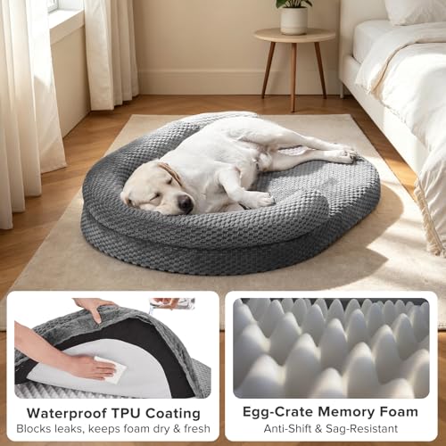 XXL Orthopedic Extra Large Dog Bed (Dark grey / XXL(48"x 35"x 7.5"))
