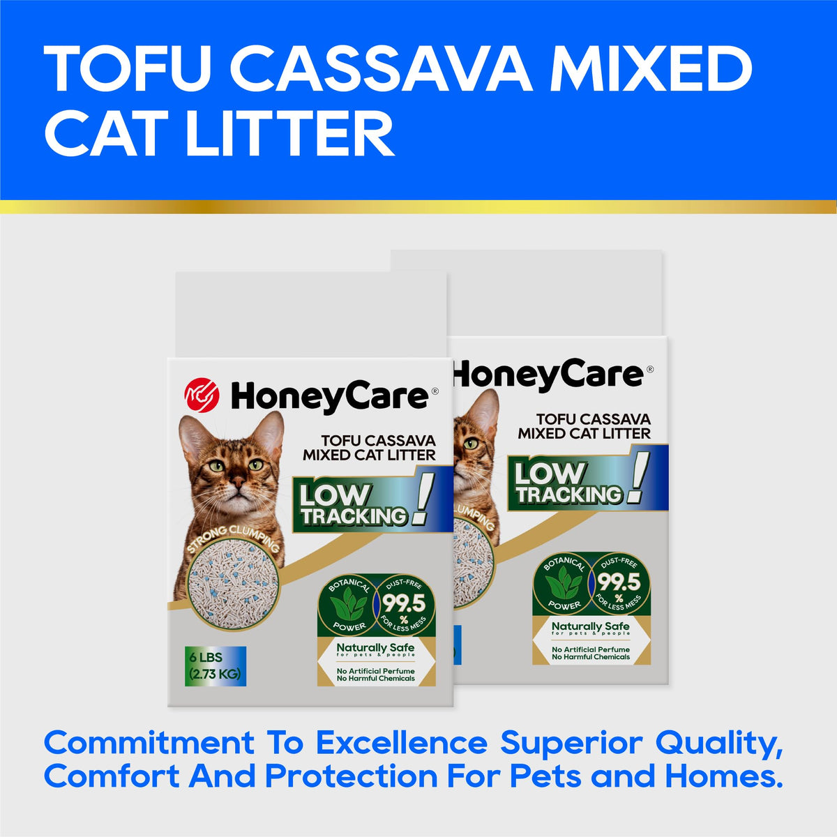 HoneyCare Cassava Tofu Mixed Cat Litter I Quick Clumping (24 lbs (4 Packs))