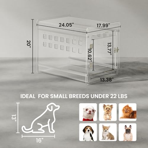 Clear Acrylic Dog Crate (24.1"L x 18.0"W x 20.0"H)