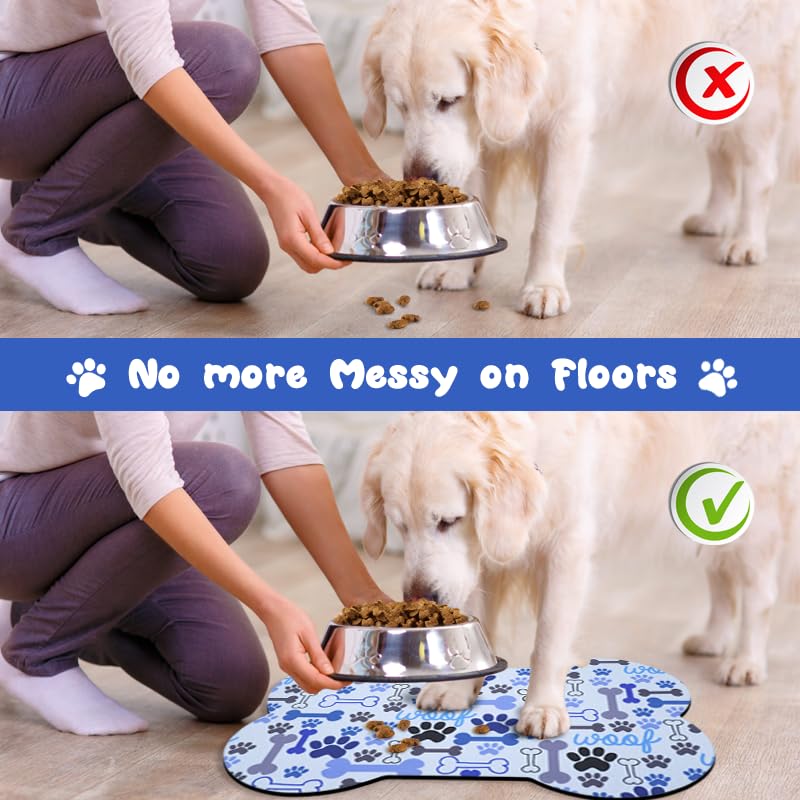 Dog Food Mats for Floors Waterproof (Blue / 25.5"L x 17"W)