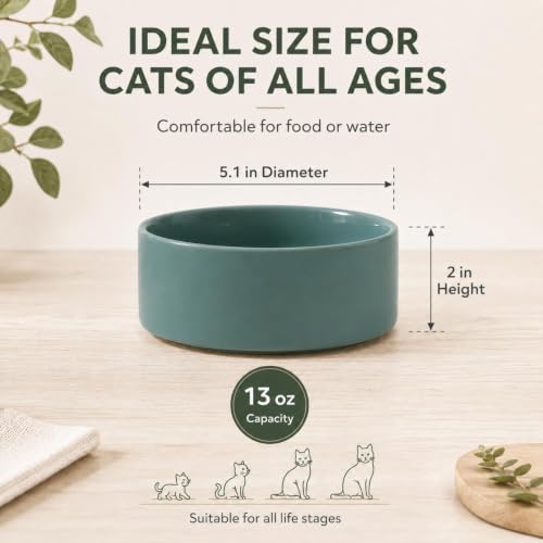 Cat Bowls Set of Two (Dark Green)