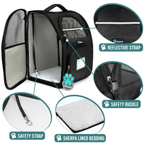 Dog Backpack Carrier Airline Approved Cat Pet Puppy Bag (Black)