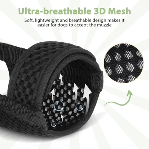 Dog Muzzle with Hook and Loop for Biting Chewing (Black / XL(Snout Cir 12"-13.75"))