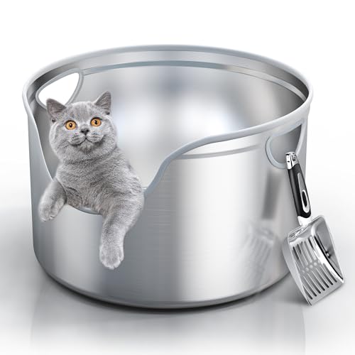 Stainless Steel Litter Box Metal with Integrated Round for XL