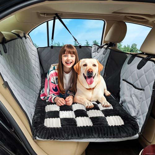 Dog Car Bed Mat Non (Black White / For Cars/ SUV/ Small Truck (50"×24.6"))