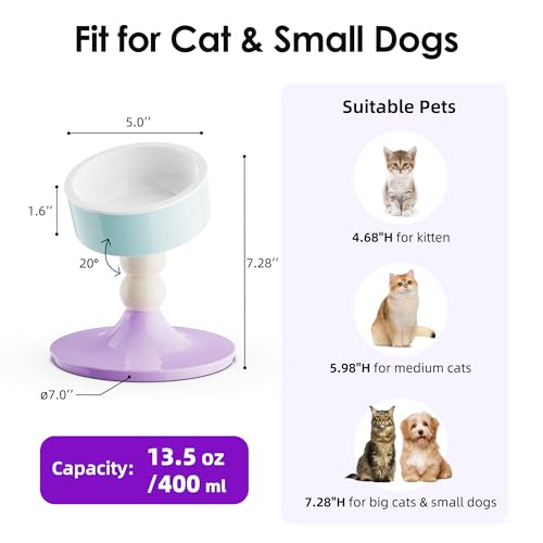 Ceramic Elevated Raised Cat Bowls (Lavender & Mint)