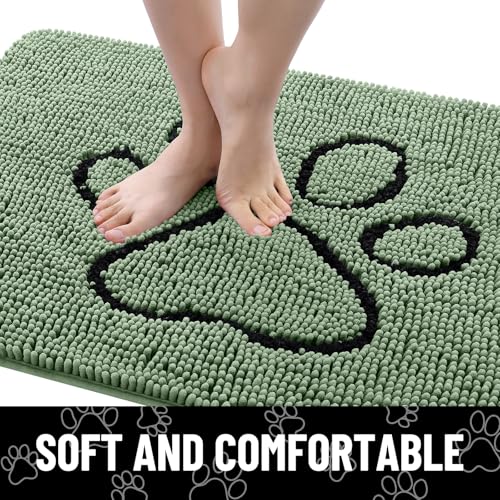 Dog Door Mat for Muddy Paws (48"X30" / Olive Green and Black)