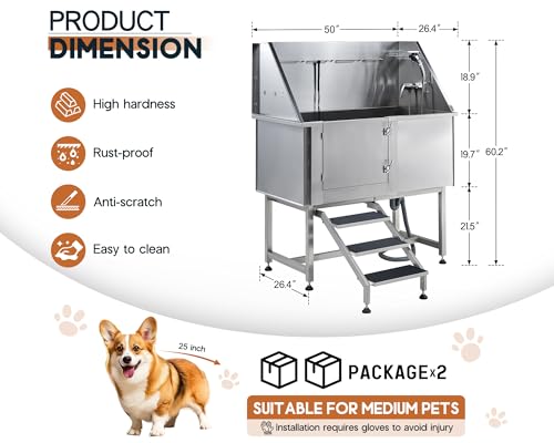 50" Stainless Steel Dog Washing Station (50 Inch)