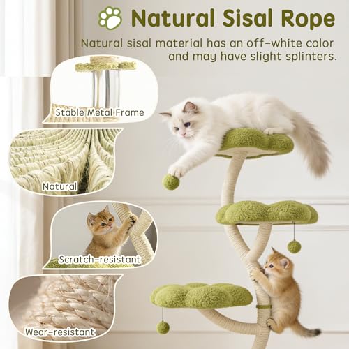 48" Flower Cat Tree (Green-3 Tiers)