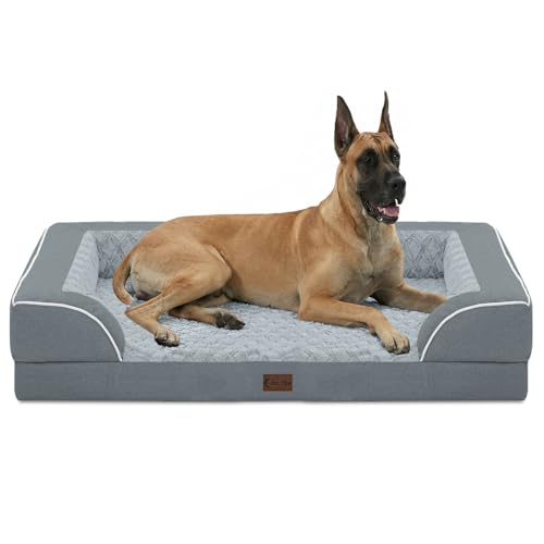 Waterproof Orthopedic Dog Bed for Extra Large Dogs (Grey / 53.0"L x 42.0"W x 8.5"Th)