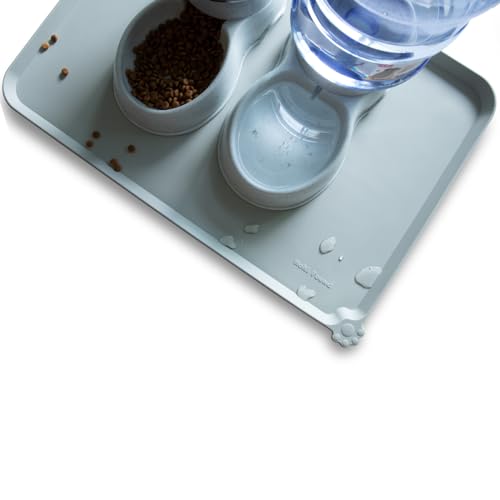 Large Silicone Pet Food Mats Tray (24" x 16" / Battleship)