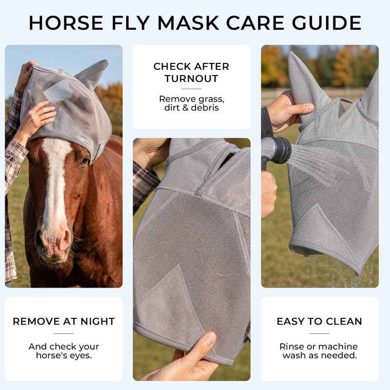 Horse Fly Mask with Ears (L)