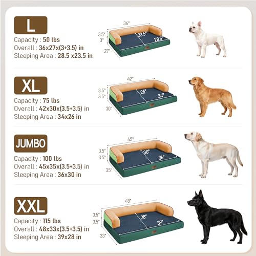 Orthopedic XL Dog Bed for Large and Extra Large Dogs (Citrus Grove / 42"L x 30"W x 7.5"Th)