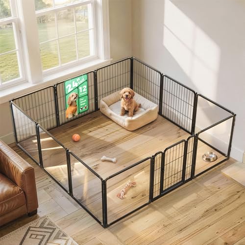 AuraSpace Pro Acrylic & Wire Mesh Indoor Dog Playpen (Black / 24"H)