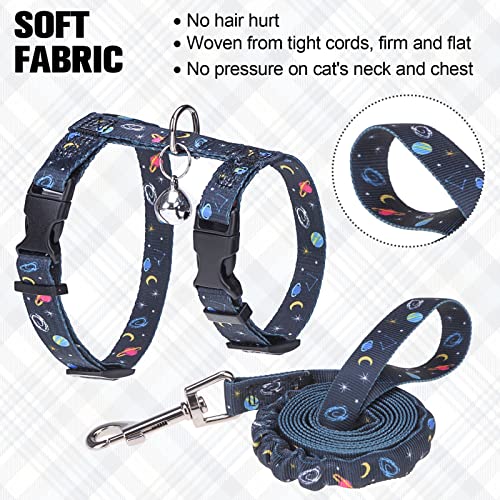 Cat Harness and Leash Set (Medium(Chest: 14"-22") / Black Star&Moon)