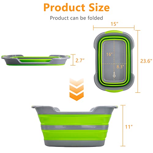Multipurpose Collapsible Pet Bathtub with Drainage Hole for Puppy Small Dogs Cats (Green)
