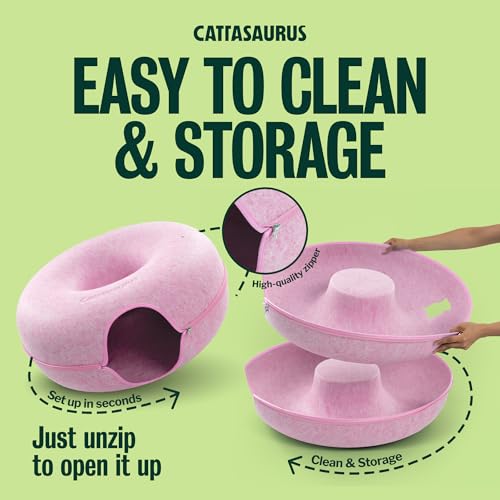 Peekaboo Cat Cave Donut for Multiple & Large Cats up to 30 (Pink / Jumbo)