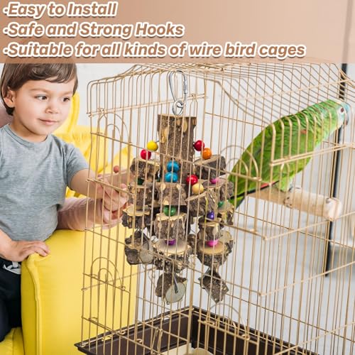 Large Bird Parrot Toys (B: Wire Link, Pepper Wood)