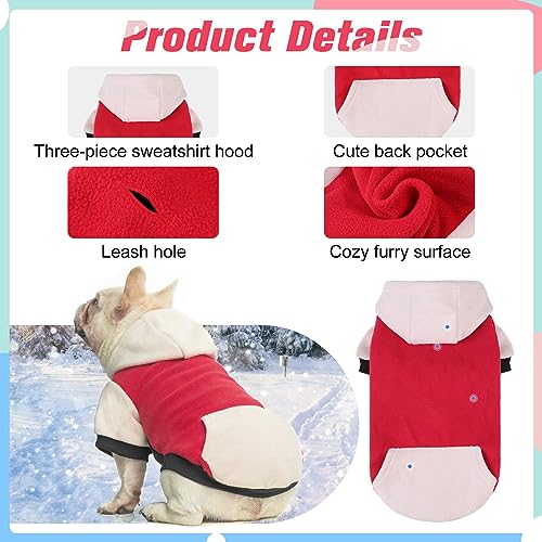 Fleece Dog Hoodie Sweatershirt with Pocket and Leash Hole (Small/Medium / Red)