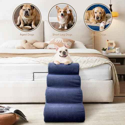 3 Step Pet Stairs for High Beds & Sofas (Blue / 3-step 15.7"H)