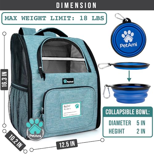 Dog Backpack Carrier Airline Approved Cat Pet Puppy Bag (Sea Blue)
