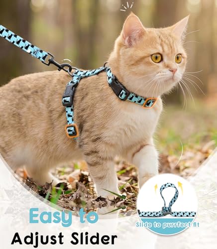 Cat Harness and Leash Set (Light Blue Kitty / Medium (8-18 lb))