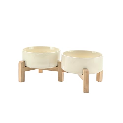 Elevated Dog Bowls Ceramic (5.1 in - 1.7 cups / Beige)
