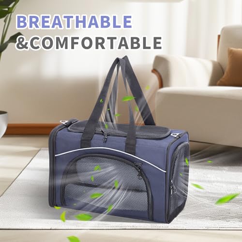 Airline Cat Carrier for Small Cats (Navy / 16.5"L x 8.6"W x 11.0"H)