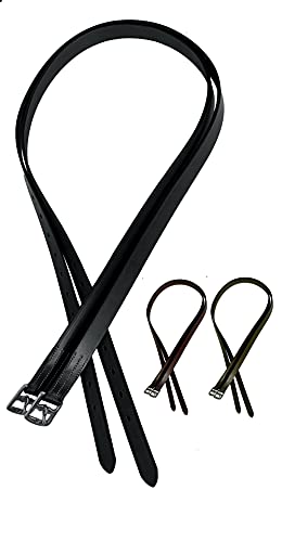 Genuine Leather English Stirrup Leathers (48 inch / Black)