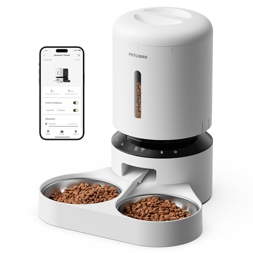 5L Automatic Cat Feeder for 2 Cats (White / Dual Tray with WiFi)