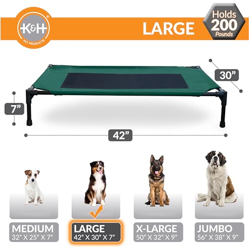 K&H Outdoor Elevated Dog Bed (Green/Black Mesh / Large 42"L x 30"W)