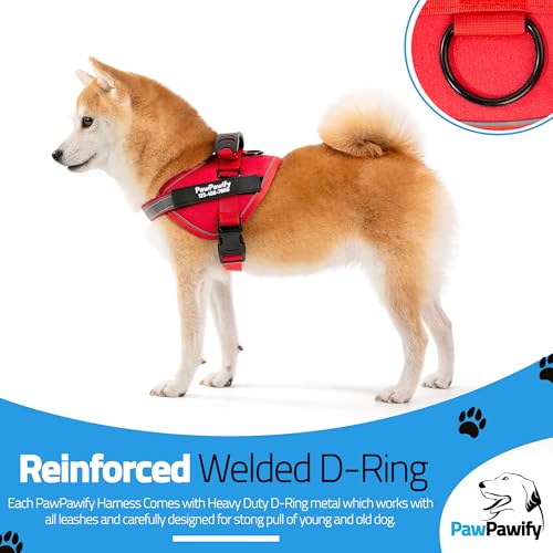 Custom No Pull Dog Harness with Name and Phone Number (S (10-19LBS) / New Red)