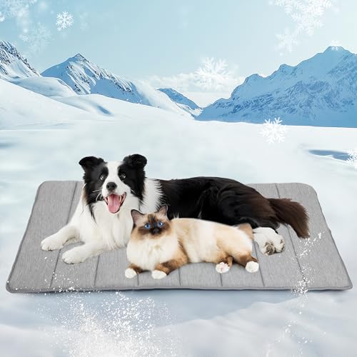 Dog Cooling Mat for Large Dogs (Grey / 47"L x 29"W x 0.8"H)